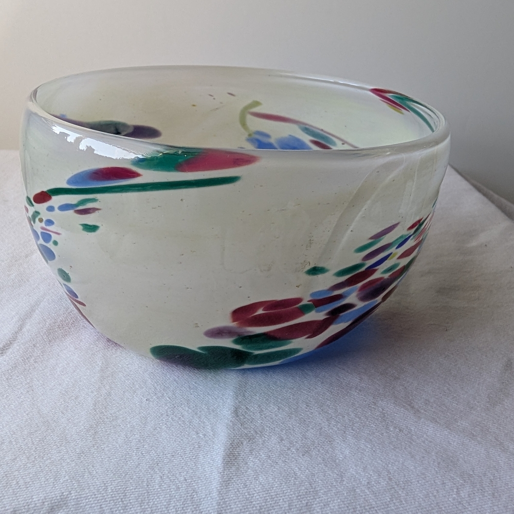 Blake Street Glass Studio Handmade Multicolor Art Glass Bowl Signed - Picture 2 of 14